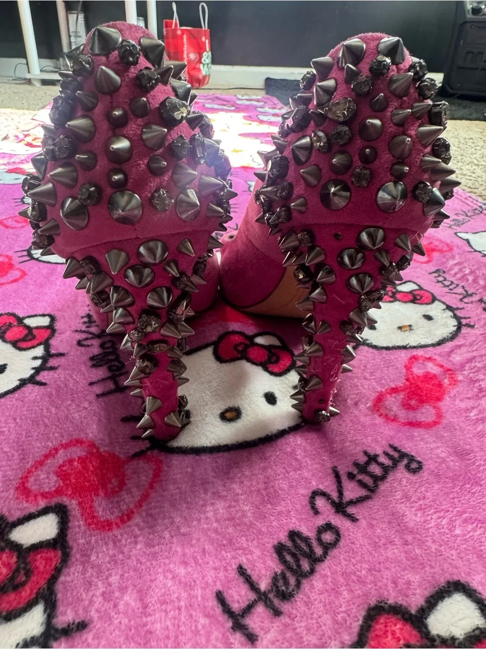 Sam Edelman Pink Suede Peep-Toe Pumps with Stud